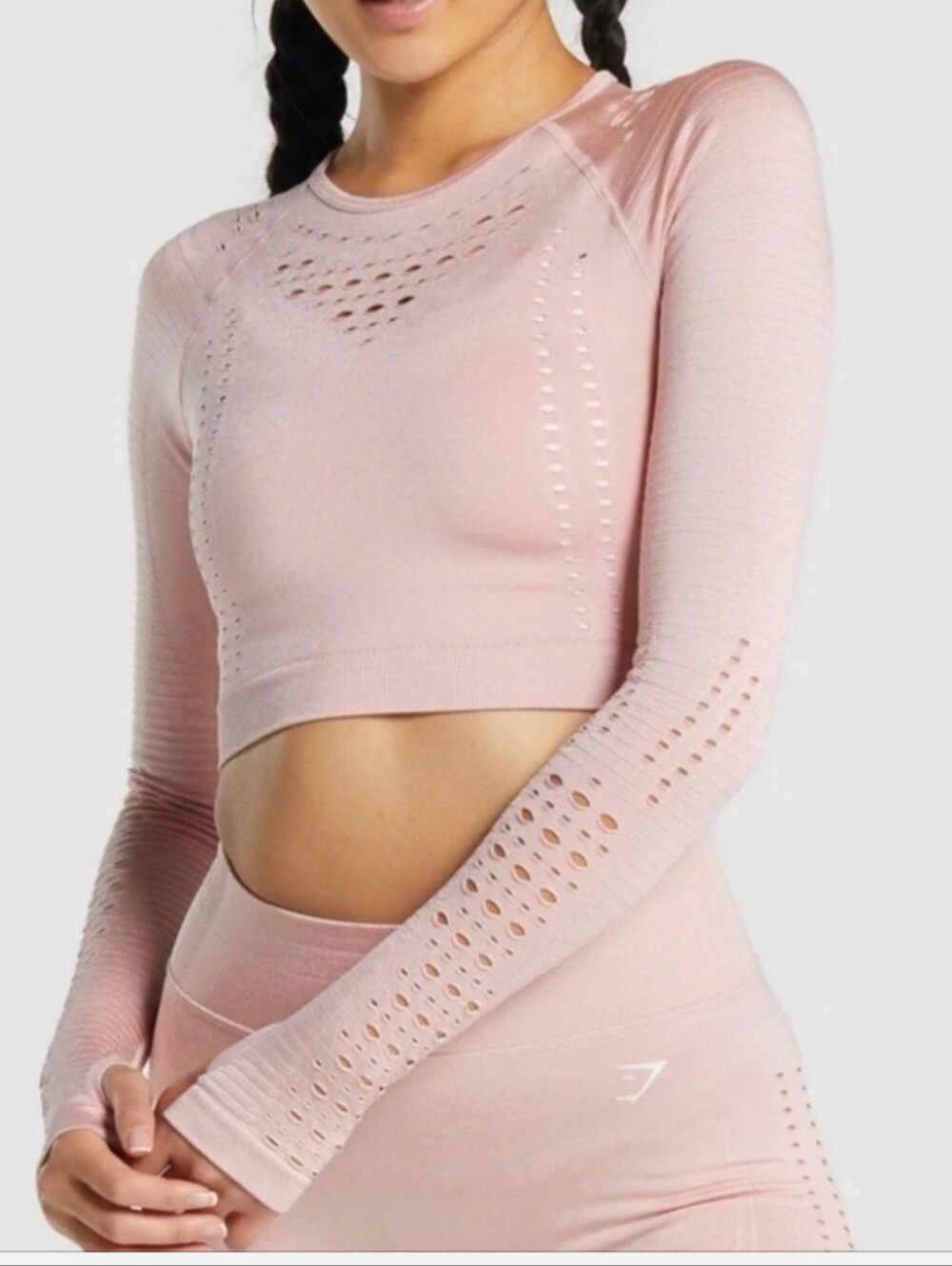 Gymshark Glow Seamless Long Sleeve Crop Top - Light Pink